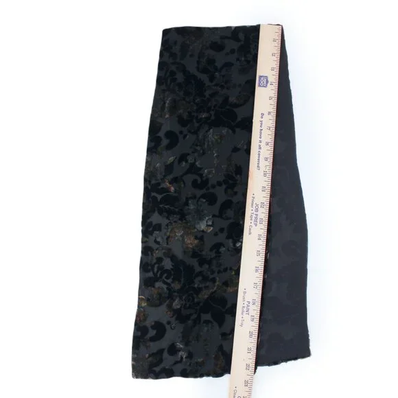 Silk Velvet Burnout Scarf Floral Black Jewel Tone Color Shift Goth Romantic 44" - Picture 7 of 9